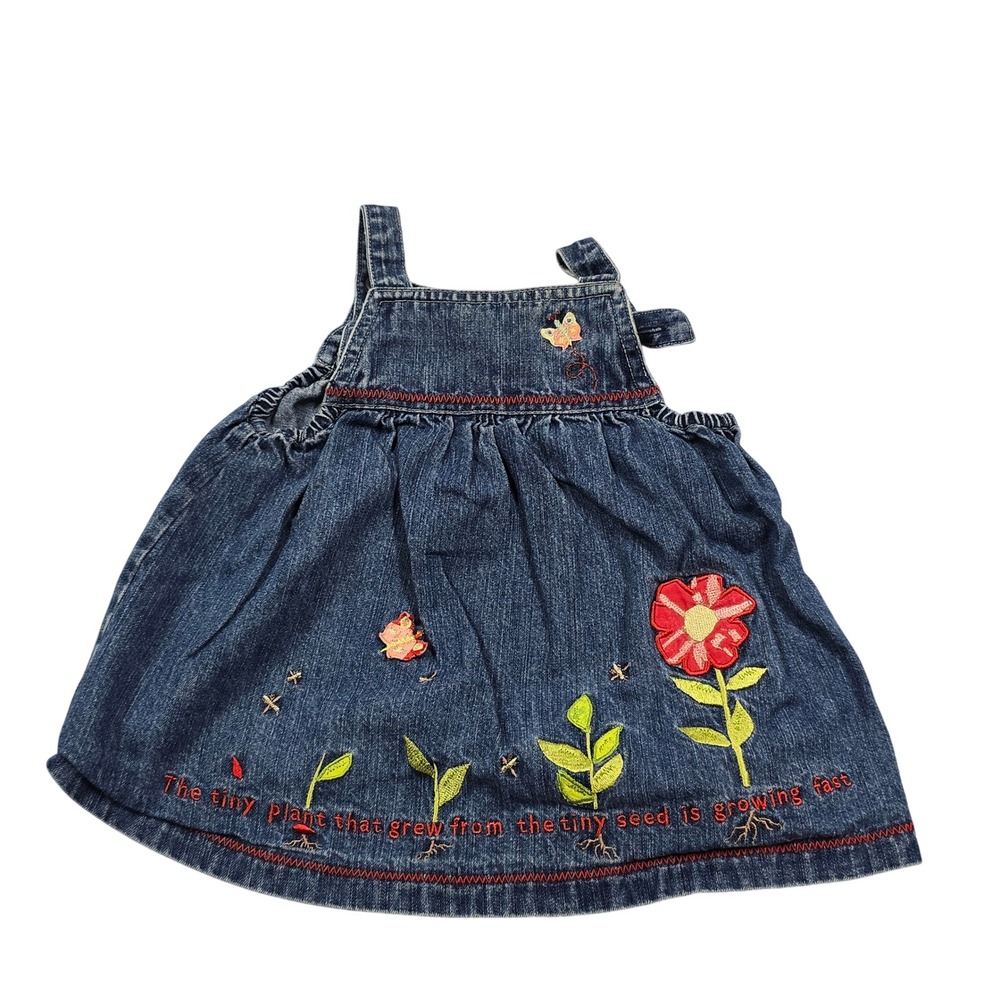 Carters Denim Overall Jean Dress Hungry Caterpillar Tiny Seed 3-6 m Y2K Denim